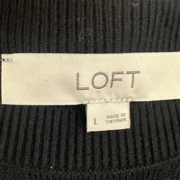 Loft Black Silk Blend Sweater with Semi-Sheer Striped back and sides Lar… - Picture 7 of 8